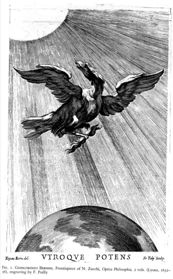 A Águia Cósmica de Bernini, frontispício de Optica philosophia